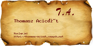 Thomasz Acicét névjegykártya
